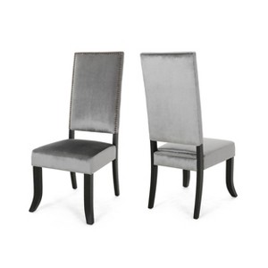 Set of 2 Coquille Glam Velvet Dining Chair Smoke - Christopher Knight Home, Grey
