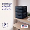 Homz 2 Pack Storage Cart, Medium 2 Drawer Plastic Container for Home and Office Organization, Black Frame with Smoke Tint Drawers - 2 of 4