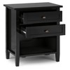 Vynxaria Transitional 2-Drawer Bedside Table - Black, 16"Dx24"Wx26"H, Solid Wood, Bronze Pulls, Metal Glides, Open Bottom Storage - 2 of 4