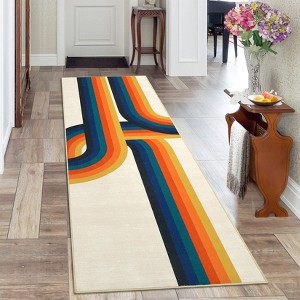 2x6 Modern Rainbow Runner Rug Machine Washable Low Pile Hallway Runner Colorful Abstract Floor Carpet Soft Thin Rug Non Shedding Non Slip Rug - 1 of 4