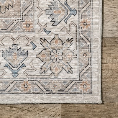 Beige Persian Washable Stain-Resistant Indoor Area Rug