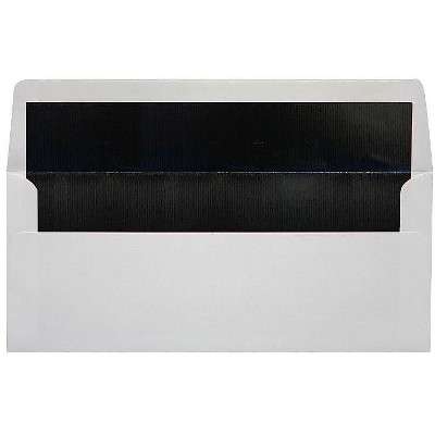 LUX 4 1/8" x 9 1/2" #10 60lbs. Envelopes White With Black Lining 50/Pack FLWH4260-02-50
