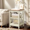 Captiva Designs Farmhouse End Table Set of 2, 3-Tier Rustic Side Tables with X-Shape Design, Wooden Nightstands for Living Room or Bedroom - 2 of 4