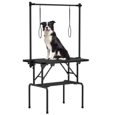 Dog Grooming Table,Foldable Pet Grooming Tables at Home with Adjustable Arm,Nooses, Mesh Tray