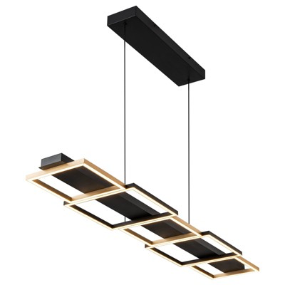 LLHZSY Rustic Aluminum Dimmable Rectangle LED Linear Chandelier Adjustable Kitchen Island Lights - W45.08"