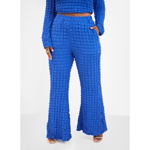 Rebdolls Virgo Popcorn Smocking Bell Bottom Pants - Royal Blue - 2X