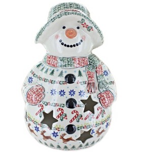 Blue Rose Polish Pottery 643 Vena Snowman Luminary - 1 of 1