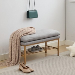 NicBex Modern Bench with Shelf,Linen Shoe Bench with Metal Legs for Bedroom,Living Room,Entryway - 1 of 4