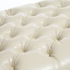 CAVINAS Rectangular Bonded Leather Storage Ottoman Bench,Upholstered Ottoman with Tufted Top for Living Room,Bedroom,Ivory/Espresso - 3 of 4