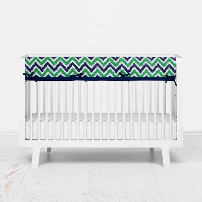 Bacati - Mix n Match Chevron/Dots Long Crib Rail Guard Cover Navy/Green
