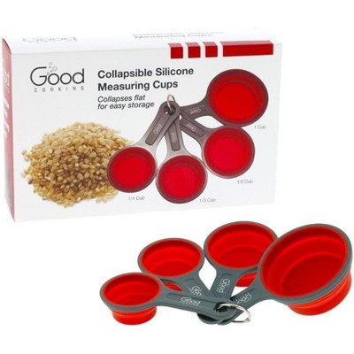 Collapsible Measuring Cups - 4pc Nesting Silicone Dry Measuring Cup Set (BPA Free)- 1/4 Cup, 1/2 Cup, 1/3 Cup, 1 Cup