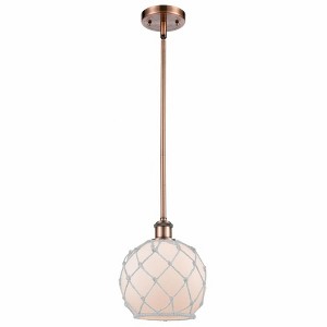 Farmhouse Rope - 1 Light Stem Hung Mini Pendant In Industrial Style-10 Inches Tall and 8 Inches Wide - 1 of 1