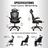 PDTEND Ergonomic High Back Office Chair with Adjustable Lumbar Support, Headrest & 2D Armrest - Black - 4 of 4