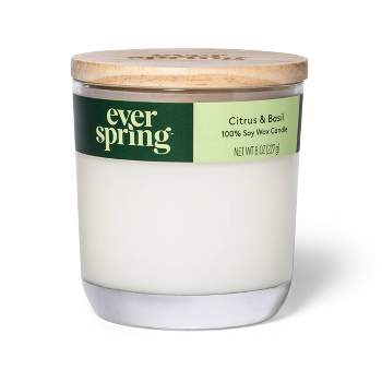 Citrus & Basil 100% Soy Wax Candle - 8oz - Everspring™