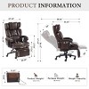 Big and Tall Executive Office Chair,Brown PU Leather Reclining Desk Chair with Footrest, Massager, Swivel Computer Chair for Home or Office-Cuddlewood - 4 of 4