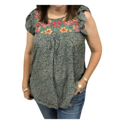 Women's Floral Ruffle Cap Sleep Top - LLOVE