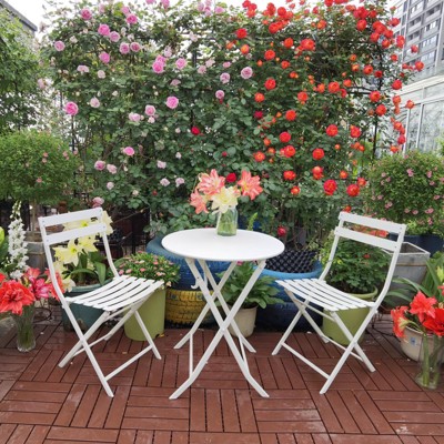 NicBex Colorful Outdoor Dining Table Set Foldable Metal Bistro Table with Chairs,Patio Furniture Bistro Set for Garden,Backyard,Poolside