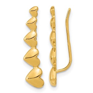 Black Bow Jewelry 5x23mm (7/8 Inch) 14k Yellow Gold Polished Heart Ear Climber Earrings - 1 of 4