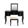 Poundex Wooden Makeup Vanity Set Desk, Mirror and Stool - 4 of 4