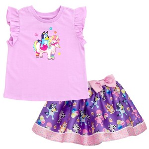 Bluey Floral Birthday Girls T-Shirt and Mesh Tulle Skirt Outfit Set Little Kid to Big Kid - 1 of 4
