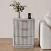 Fluted Farmhouse Night Stand,Fluted Nightstand with Charging Station and Drawers - 3 of 4