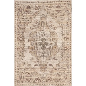 Nuloom Green Haven Collection Winona Recycled Cotton Pet Friendly Machine Washable Area Rug, 4' x 6', Beige - 1 of 4