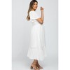 Pinkblush Ivory Smocked V-Neck Maternity Midi Dress - 3 of 4