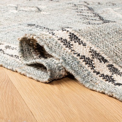 Handwoven Blue and Black Wool Kilim Runner Rug