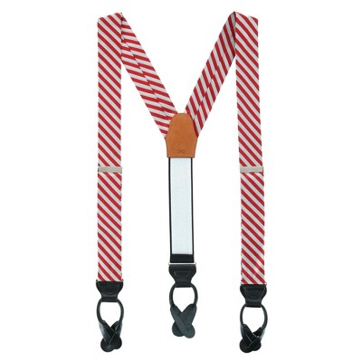 Trafalgar Men's Griswold Striped Herringbone Silk Suspenders