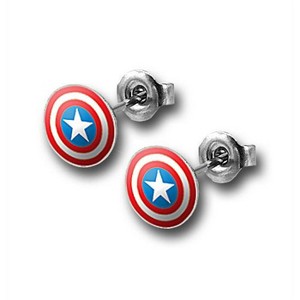 Adult Captain America 316L Surgical Steel 18G Stud Earrings - 1 of 2