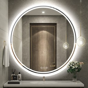 ARTLOGE 32in Round Lighted Mirror LED Bathroom Vanity Wall Mounted Mirror Touch Anti-Fog - 1 of 4
