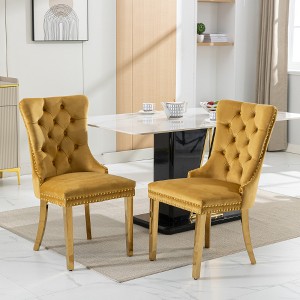 Lyngins Modern Armless Dining Chair Set of 2, High-end Tufted Solid Wood Kitchen Chair with Chrome Steel Legs, Velvet Upholstered Living Room Chair - 1 of 4