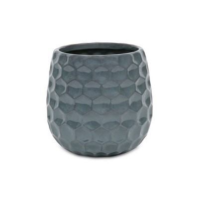 Cheung's Farrier Hexagon Pattern Blue Ceramic Pot - Large