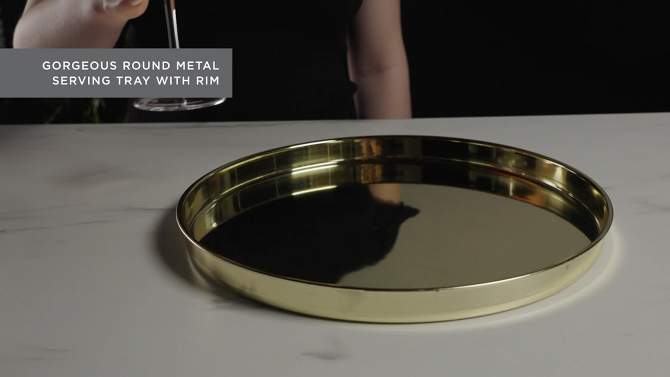 Viski Tray, Round Gold Serving Tray, Stainless, 2 of 9, play video