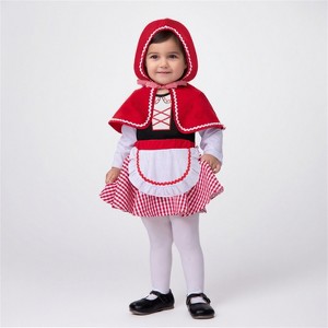 Joyfy Toddler's Little Red Riding Hood Costume Halloween - Little Red Riding Hood Costume with Hood Bodysuit Cape&Skirt Set for Baby Girls - 1 of 4