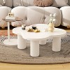 Hrinhom 2-Piece Nesting Coffee Table, End Table With Glass Top - 2 of 4