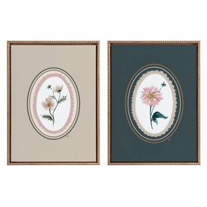 (Set of 2) 18"x24" Sylvie Cosmo and Dahlia in Oval Framed Arts by Valerie McKeehan of Lily and Val Gold - Kate & Laurel All Things Decor - 1 of 4