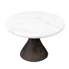 Marble Pedestal Tray with Wood Base (Set of 2) - 3 of 3