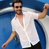 Campus Sutra Men Men's Chalk White Self-Design Cubic Shirt - 2 of 3