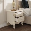 Famapy Vintage Luxury Nightstand with Gold - Accented Carvings,Double Drawers & Sturdy Build,55 LBS Top Capacity,A Stylish Gift for Bedroom Makeover - 3 of 4