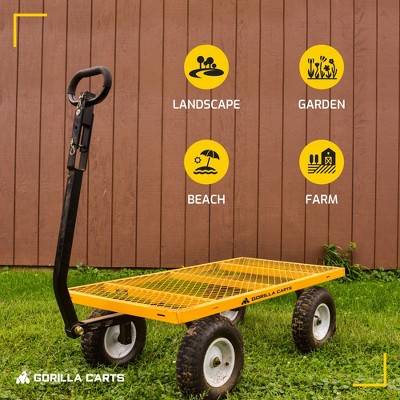Yellow Heavy Duty Steel Utility Cart with Mesh Bed