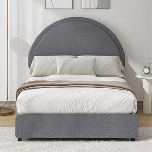 Double Bed Frame with Padded Bed Ring and Lambswool Headboard Platform, Cloud-Like Bed Frame with Soft Rounded Corners, Easy to Assemble - 1 of 4