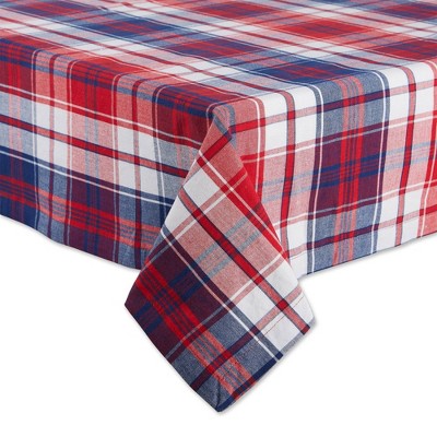 120" x 60" Cotton Americana Plaid Kitchen Tablecloth - Design Imports