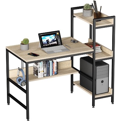 Oak Computer Desk for Office or Bedroom Wooden Table With Steel