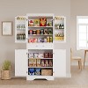 70" Tall Kitchen Pantry Cabinet, Freestanding Cupboard Storage Cabinet with 4 Doors, Kitchen Hutch Bar Cabinet for Laundry Dining Room Bathroom - 2 of 4