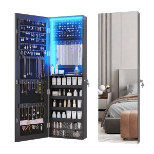 Vlsrka Wall/Door Mounted LED Jewelry Storage Mirror Cabinet - 1 of 4