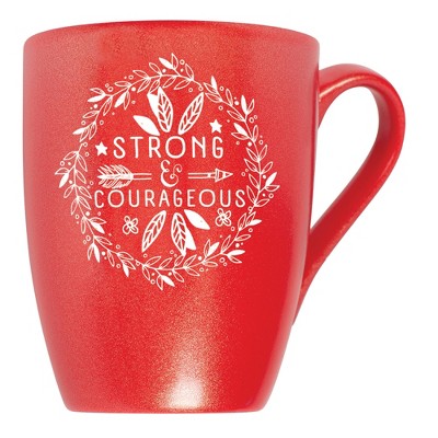 Elanze Designs Strong And Courageous Crimson Red 10 ounce New Bone China Coffee Cup Mug