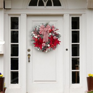 24" Pre-Lit Christmas Wreath for Front Door, Artificial Christmas Wreath, Battery Operated Lighted Wreath for Door Window In/Outdoor Decor - 1 of 4