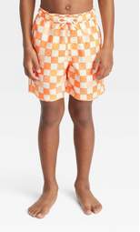 Boys' Checkered Smile Swim Trunks - Cat & Jack™ Orange