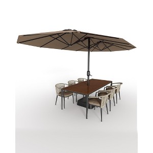 15FT Large Patio Umbrella with Lights, 36 Lights Double-Sided Patio Umbrella with Weighted Base for Poolside Garden Backyard - 1 of 4